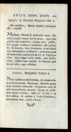 XXXVI. C. Plinius Trajano Imp. S.