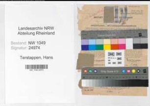 Entnazifizierung Hans Terstappen , geb. 10.01.1895 (Bahninspektor)
