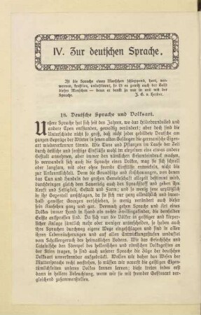 IV. Zur deutschen Sprache