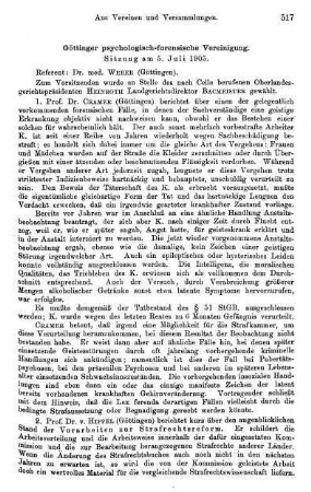 517-520, Göttinger psychologisch-forensische Vereinigung. Sitzung am 5. Juli 1905