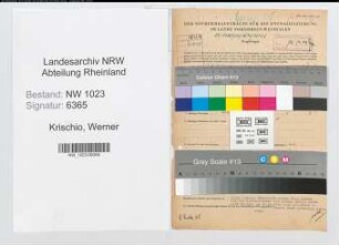 Entnazifizierung Werner Krischio , geb. 30.10.1910 (Angestellter)