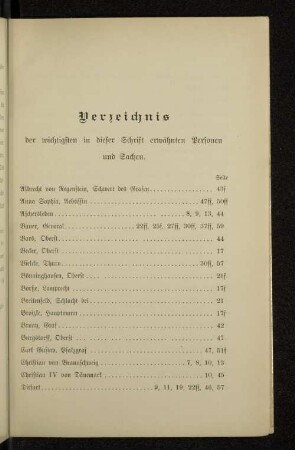 Verzeichnis der wichtigsten in dieser Schrift erwähnten Personen und Sachen.