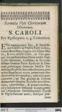 Formula Voti Clericorum Oblatorum