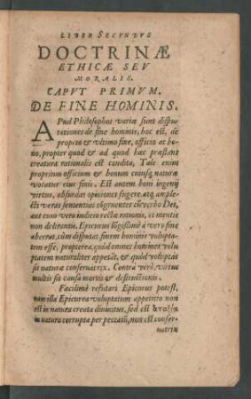 Liber Secundus Doctrinae Ethicae Seu Moralis.