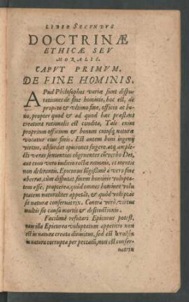 Liber Secundus Doctrinae Ethicae Seu Moralis.