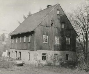 Olbernhau-Haselbach, Dorfstraße 82. Wohnhaus (Hof Nr. 1A; 1850). Straßenansicht Trauf- und Giebelseite