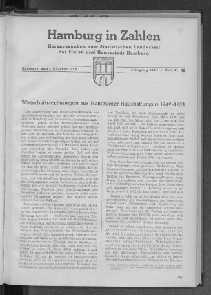 Wirtschaftsrechnungen aus Hamburger Haushaltungen 1949-1953