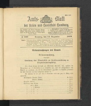 No.300, Sonntag, den 14. Dezember 1919