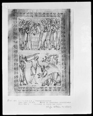 Vitae et passiones apostolorum — Zwei Szenen aus dem Leben der Apostel Simon und Judas, Folio 120verso