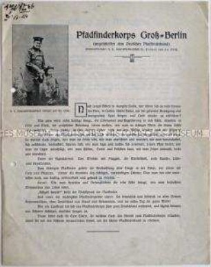 Rundschreiben des Pfadfinderkorps Groß-Berlin mit Mitgliederwerbung und Vordruck eines Aufnahmeantrages