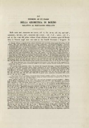 Intorno ad un passo della Geometria di Boezio relativo al pentagono stellato