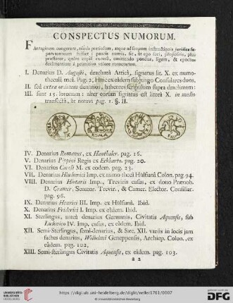 Conspectus Numorum