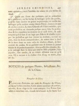 Notices de quelques plantes, arbisseaux, &c. de la Chine