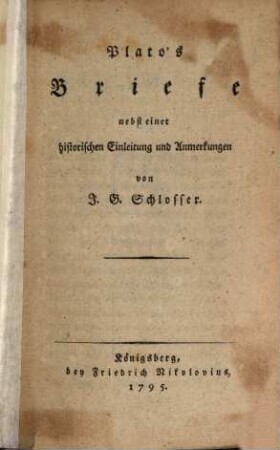 Plato's Briefe