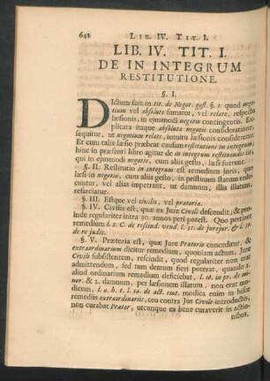 Tit. I. De In Integrum Restitutione