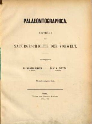 Palaeontographica : Beiträge zur Naturgeschichte d. Vorzeit. 24, 24. 1876/77