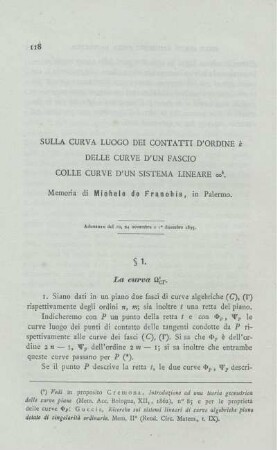 Sulla curva luogo dei contatii d´ordine k delle curve d´un facio colle curve d´un sistema lineare...