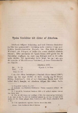 Tyska förebilder till dikter af Atterbom : litteraturhistorisk studie