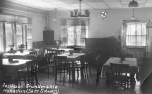 Hohnstein. Gasthaus Grundmühle, Inneres, Ansichtskarte
