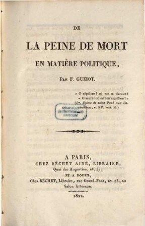 De la peine de mort en matière politique