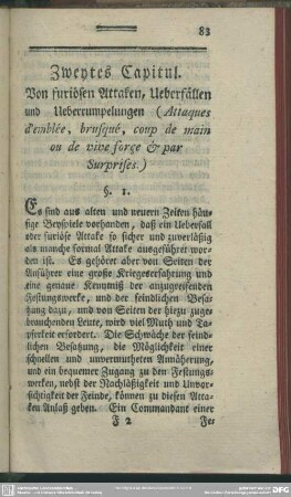 Zweytes Capitul. Von furiösen attaken, Ueberfallen und Ueberrumpelungen