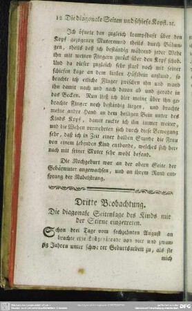 Dritte Beobachtung. Die diagonale Seitenlage des Kinds mit der Stirne eingetreten