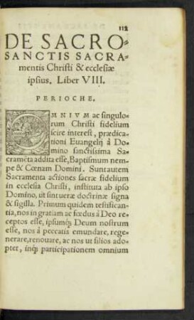 De Sacrosanctis Sacramentis Christi & ecclesiae ipsius. Liber VIIII.