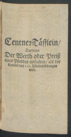 CentnerTäfflein