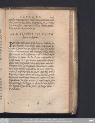 Al Marchese Del Vasto per lo medesimo.