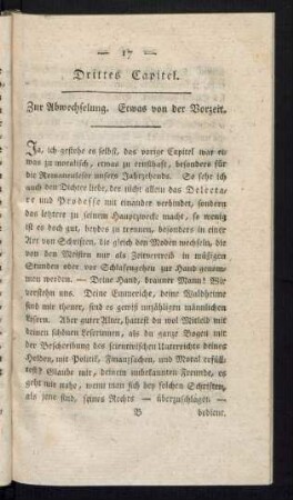 Drittes Capitel. Zur Abwechselung. Etwas von der Vorzeit.