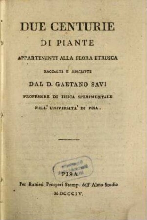 Due centurie di piante