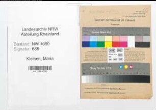 Entnazifizierung Maria Kleinen , geb. 28.07.1899 ()