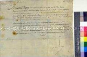 Beförderungspatent für Michel de Mandell zum zweiten Major im Husarenregiment von Chamborant ausgestellt von Ludwig XVI. König von Frankreich