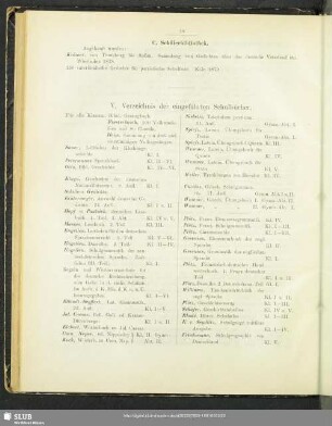 V. Verzeichnis der eingeführten Schulbücher