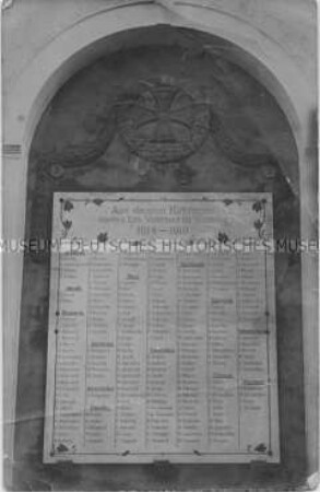 Gedenktafel für die Gefallenen des 1. Weltkrieges