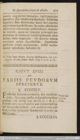 Caput XVIII. De Variis Feudorum Speciebus
