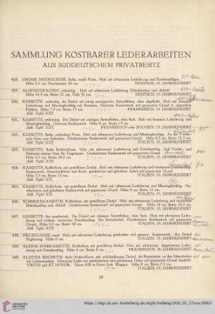 Sammlung kostbarer Lederarbeiten aus süddeutschem Privatbesitz (Nr. 428-493)