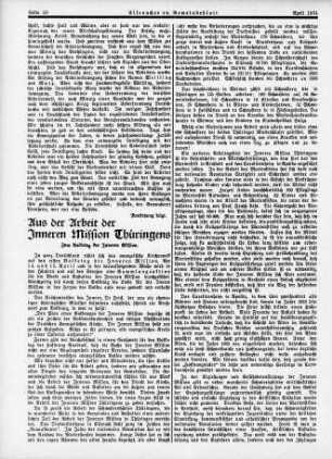 Aus der Arbeit der Inneren Mission Thüringens, zum Volkstag der Inneren Mission