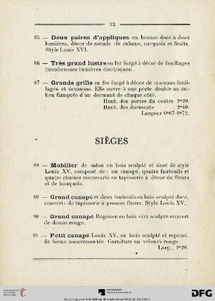 Sièges (Nr. 88-109)