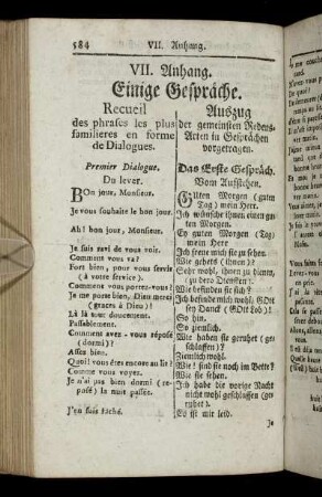 Premier Dialogue. = Das erste Gespräch. - Huitieme Dialogue .= Das VIII. Gespräch.