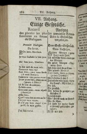 Premier Dialogue. = Das erste Gespräch. - Huitieme Dialogue .= Das VIII. Gespräch.