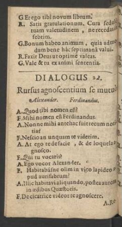 Dialogus 22. Rursus agnoscentium se mutuo