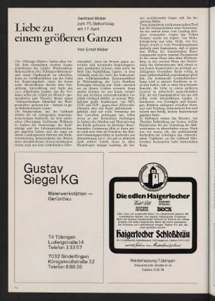 84, Liebe zu einem größeren Ganzen