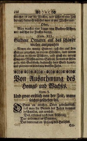 Von Ausnehmung des Honigs und Wachses.