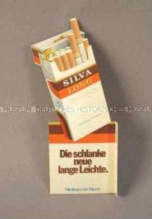 Werbeschild (Ausleger) für "Silva Long"-Zigaretten
