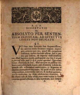 Diss. iur. inaug. de absoluto per sententiam iniustam ad effectus civiles non obligato