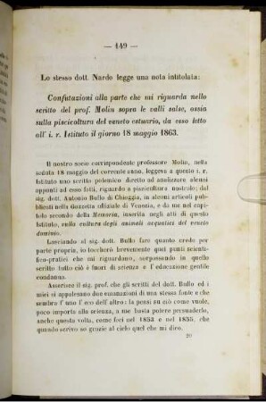 Lo stesso dott. Nardo legge una nota intitolaia: