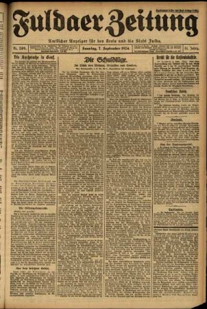 Erste Ausgabe vom Sonntag, den 07. September 1924.