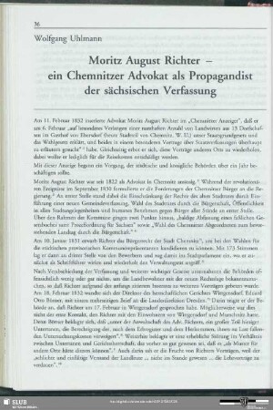 Moritz August Richter - ein Chemnitzer Advokat als Propagandist der sächsischen Verfassung