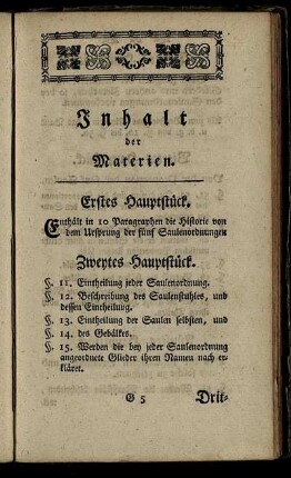 Inhalt der Materien.